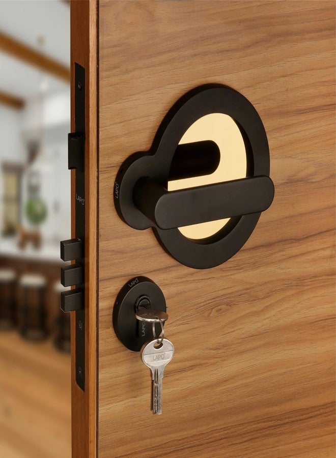 LAPO Heavy Duty Door Lock for Main Door and Bedroom Door - Mortise Door Lock Handlesets Lock Body and Cylinder with 3 Key for Home,Office,Hotel| Black-Gold Finish | 3 Years Warranty Ro-177 - Image 1